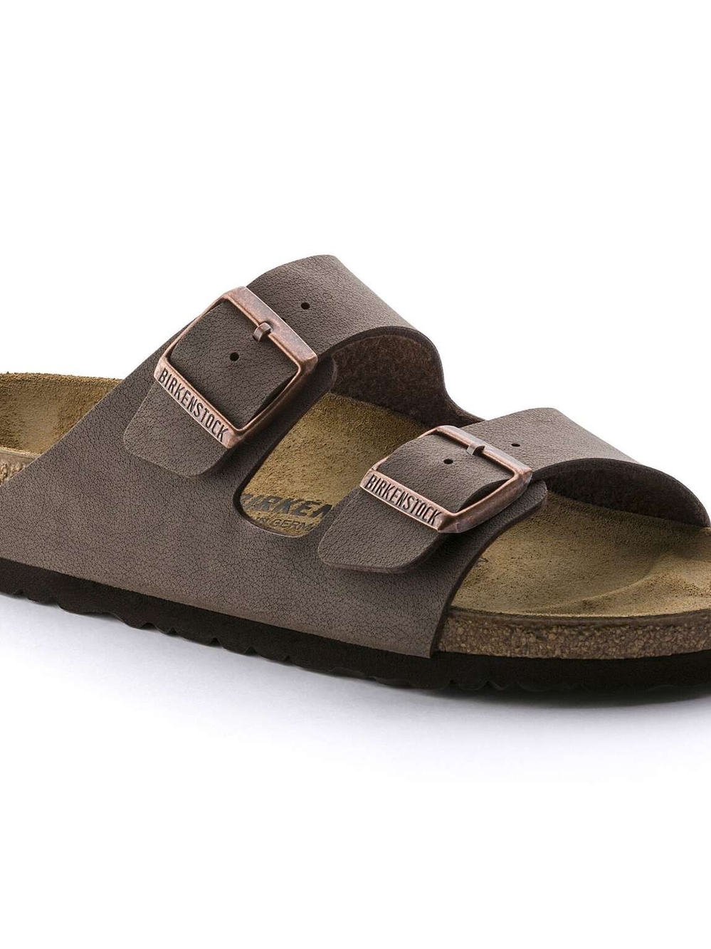 Nwt Birkenstock Arizona Two-Strap Sandal in Mocha with Copper Buckles Size 38